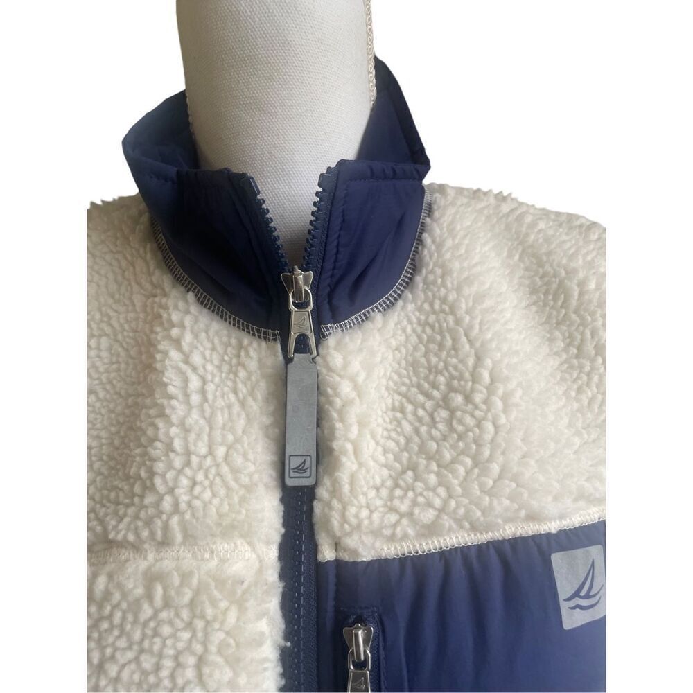 COPY - Sperry Topsider Full Zip Sherpa Fleece Vest Navy Tan Size M - Picture 10 of 12